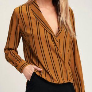 Lush Mustard Yellow Striped Long Sleeve Top